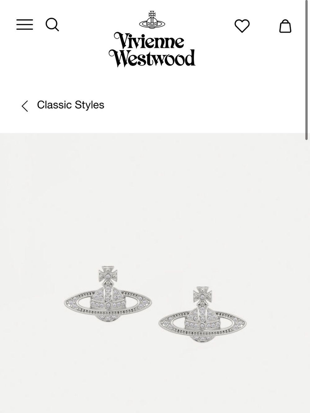 Vivienne Westwood Silver Crystal Orb Stud Earrings
